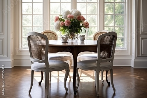 French Provincial Dining Room Designs: Round Table with a Minimalist Touch