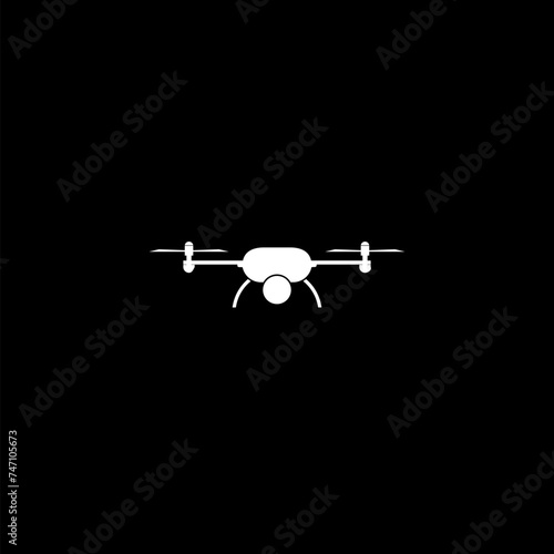 Photo and video drone icon on black background
