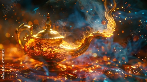 Magic Lamp with Swirling Colors and Smoke Abstract Fantasy Wallpaper