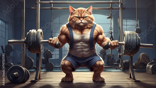 strongman cat working out in the gym
