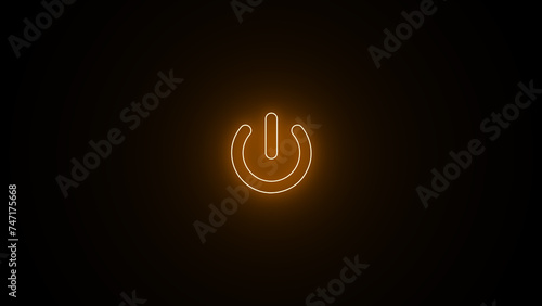Glowing Power Button icon. Neon on off switching buttons.
