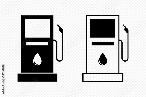 Petrol pump icon set isolated on transparent background