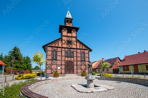 Former half-timbered evangelical church in Ujscie, Greater Poland Voivodeship, Poland 