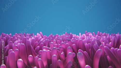 3d render of pink algae anemones swaying underwater