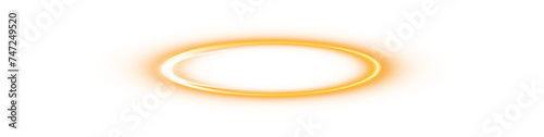 Three dimensional shiny golden nimbus. Golden halo angel ring. Light realistic halo, angel ring, Saint aureole symbol. Magic fantasy portal. Futuristic teleport. Light effect. PNG. 