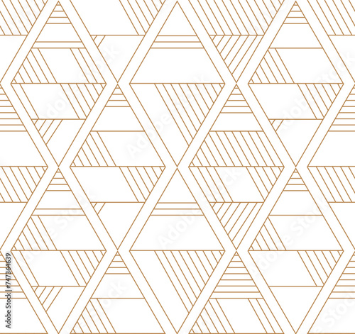 Luxury geometric gold line art and art deco background vector. Abstract geometric pattern. Background pattern seamless geometric line diamonds, abstract design vector. 
