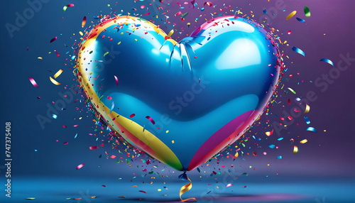 Ballon en forme de cœur bleu pour la fête des pères - IA générative