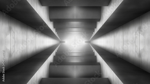 black and white symmetrical deep tunnel