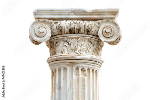 Classic Ionic Column Capital Isolated on White Background 