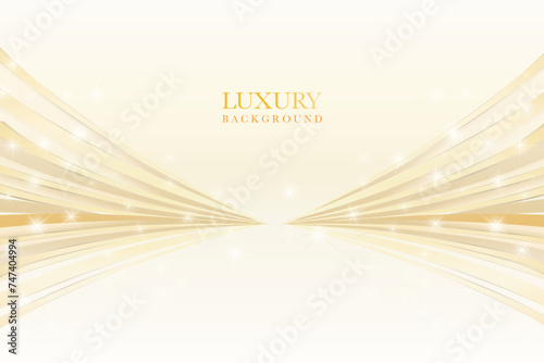 Luxury cream background Abstract with golden line elements curved light effect decoration bokeh.