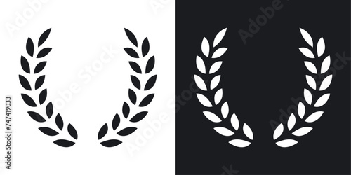 Laurel Wreath Icon Designed in a Line Style on White background.
