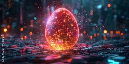 Technological glowing digital Easter egg hunt