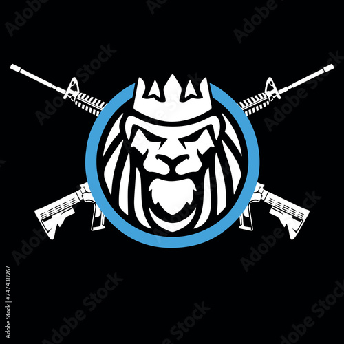 lion face with guns vector file