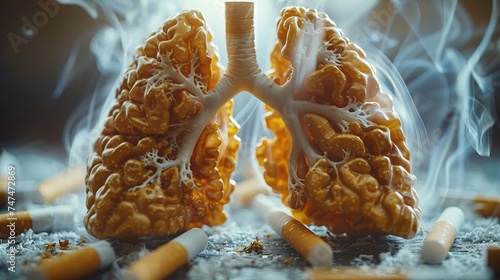 World No Tobacco Day Concept, anti-smoking, and no smoking, lungs health care