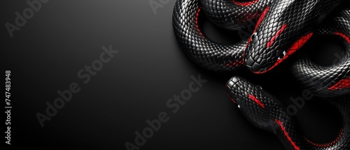 a black and red snake with a red stripe on it's head and a red stripe on it's tail.