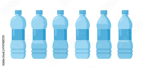 set of sparkling water bottles - vector illustrations, isolated