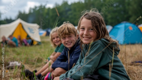 Summer camps, scout children camping 