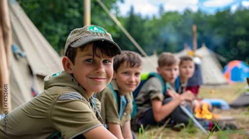 Summer camps, scout children camping 