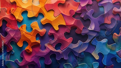 Intriguing abstract: Colorful unsolved puzzle background, a vibrant visual metaphor for complexity and creativity. Perfect for dynamic concepts