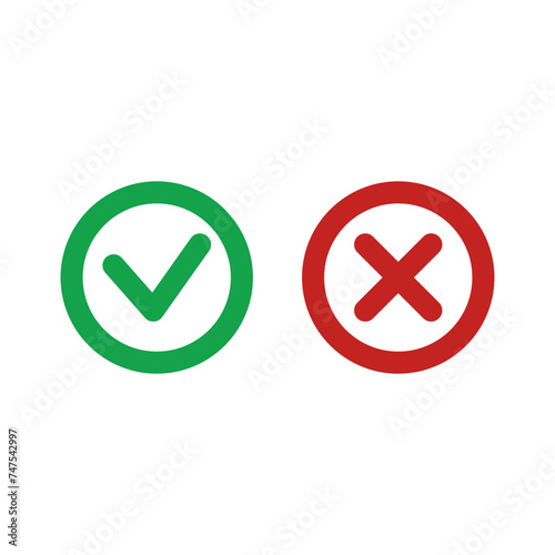 Yes or no line symbol, approved or rejected vector editable stroke icon for user interface.