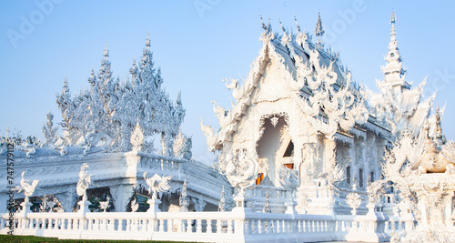 CHIANG RAI, THAILAND - FEBRUARY 2019: wat Rong Khun The famous White Temple in Chiang Rai, Thailand