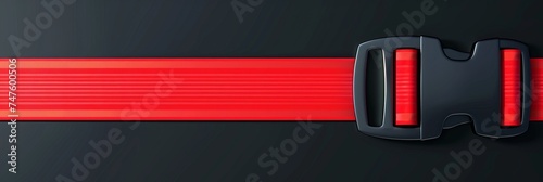 A creative vector illustration of a closed red seat belt that is isolated on a black background