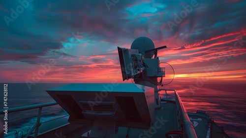 military radar air surveillance on navy ship 