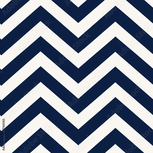 Dark navy blue geometric zig zag chevron seamless pattern on white background. Zigzag ethnic ornament for design card, banner, poster, wallpaper, print paper, textile, fabric