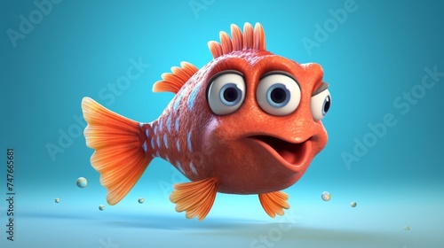 A cute cartoon goti poa fish character Ai Generative