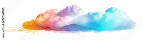 Vibrant Cumulus Cloud Flow with Line Art