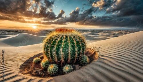 Texture of a lone cactus plant gracefully moving in the drifting sands