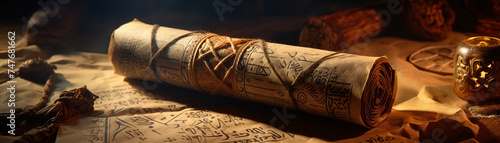 An ancient scroll containing mysterious symbols