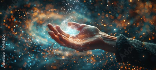 Fortune spell on hand. Generative AI technology.