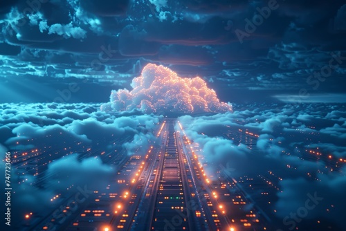 Cloud computing inspired illustration showcasing data storage solutions