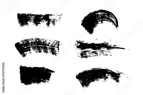 Mascara smears texture collection. Vector scribble black brush strokes set isolated on white