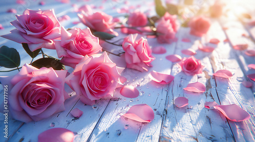 Romantic Pink Floral Arrangement, Elegant Roses for Valentines Day, Concept of Love and Celebration