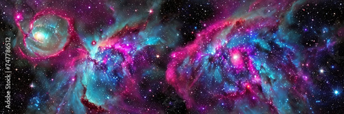 Nebula, a cosmic masterpiece of vibrant colors and swirling gases. It embodies the celestial birthplace of stars, capturing the awe-inspiring beauty of the universe. Generative AI.