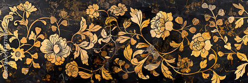 Afghanistan golden black flower marble background