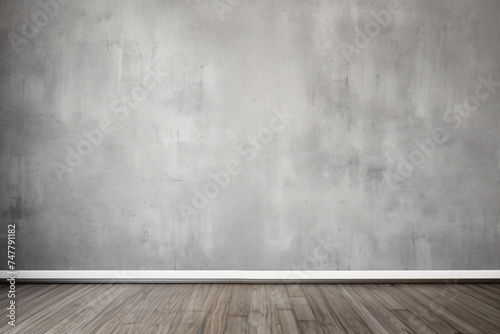 Empty room gray wall room with wooden floor