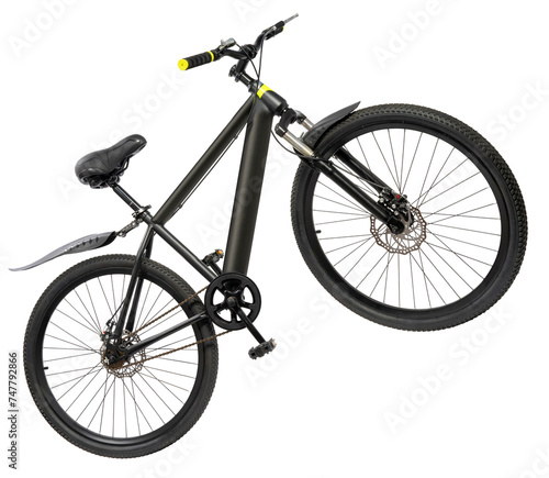 Black Mountain Bike isolated on white, Mountain Bicycle Isolated on White background PNG File.