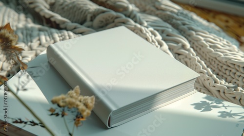white journal. Blank journal mock - up in ASOS style In their home, boho style.