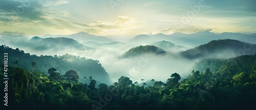 Enchanting Amazon Rainforest Sunset: Aerial View Captured by Canon RF 50mm f/1.2L USM Lens