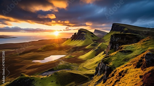 Golden Hour Glow: Majestic Sunset over Quiraing Mountains, Isle of Skye, Scotland | Canon RF 50mm f/1.2L USM