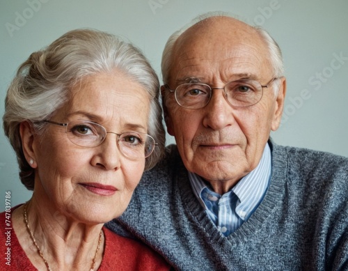 Couple portrait of elderly loving people.