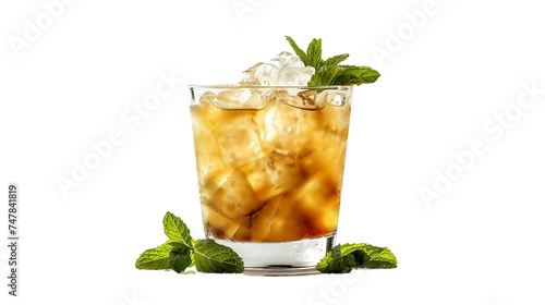 Refreshing Mint Julep on clean transparent background, PNG Format