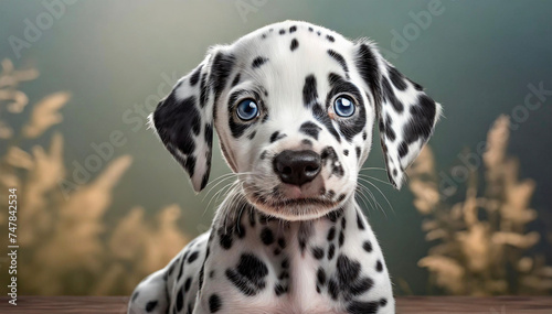 close-up shot of cute dalmatian dog