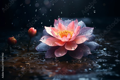 a flower with water drops on it
