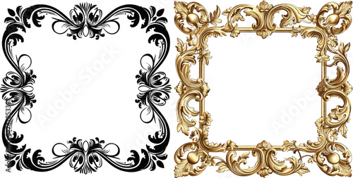 Floral decorative vector frames