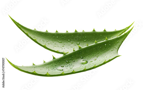 Close up view of green aloe Vera leaves covered in glistening water droplets after a recent rain shower. The drops enhance the texture and beauty of the succulent leaves.