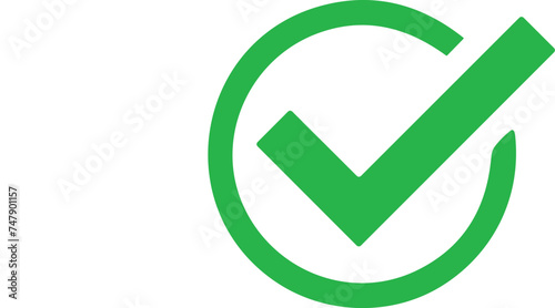 Green Check mark icon. Tick mark symbol. Simple check mark. Quality sign icon. Checklist symbol. Approval check. stock vector. Circle and square. Tick sign.